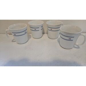 4 Vintage 1980s Corelle/Corning Country Hearts Coffee Cups 3 5/8"H x 3 1/4"W EUC